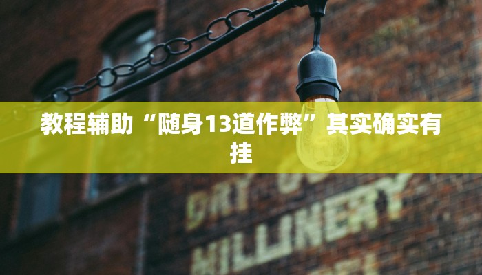 教程辅助“随身13道作弊”其实确实有挂