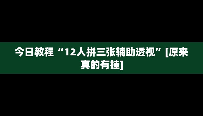 今日教程“12人拼三张辅助透视”[原来真的有挂]
