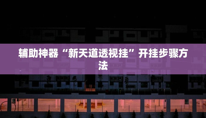 辅助神器“新天道透视挂”开挂步骤方法 辅助神器“新天道透视挂”开挂步骤方法